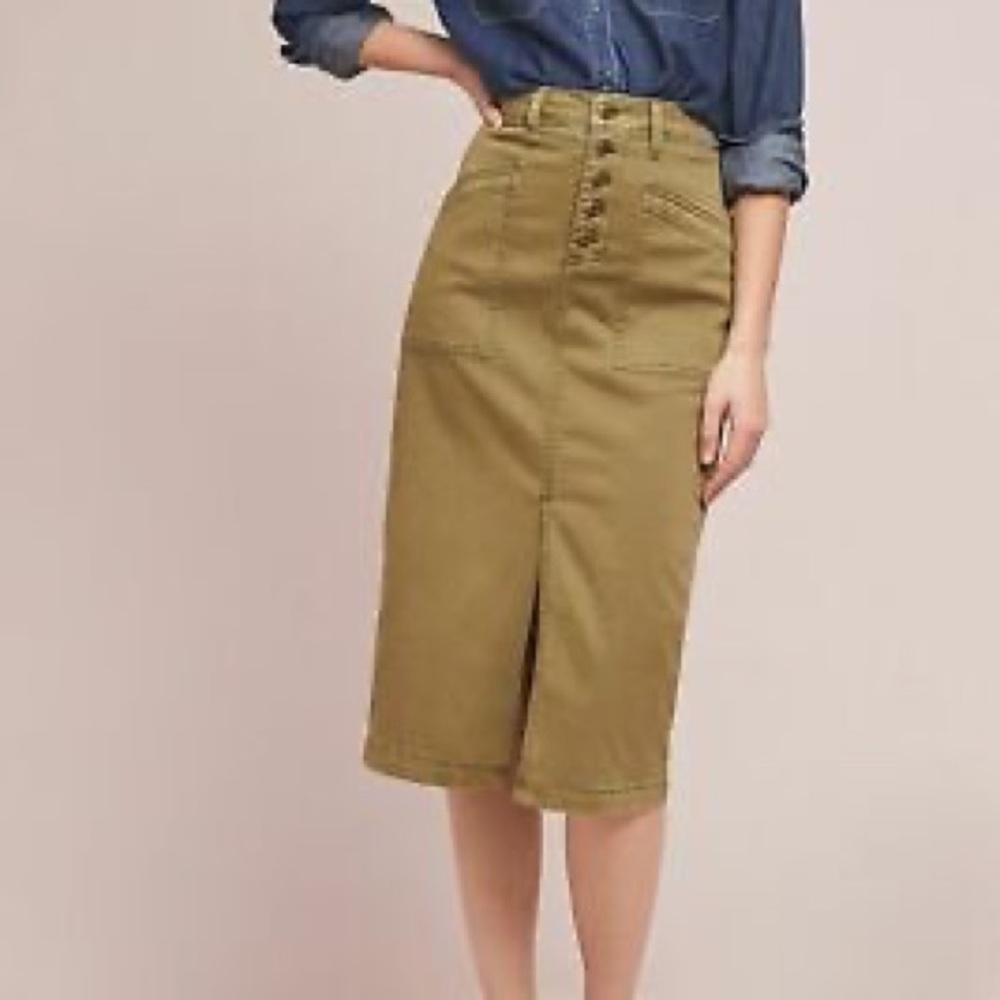 NWT Anthropologie Chino Pencil Skirt